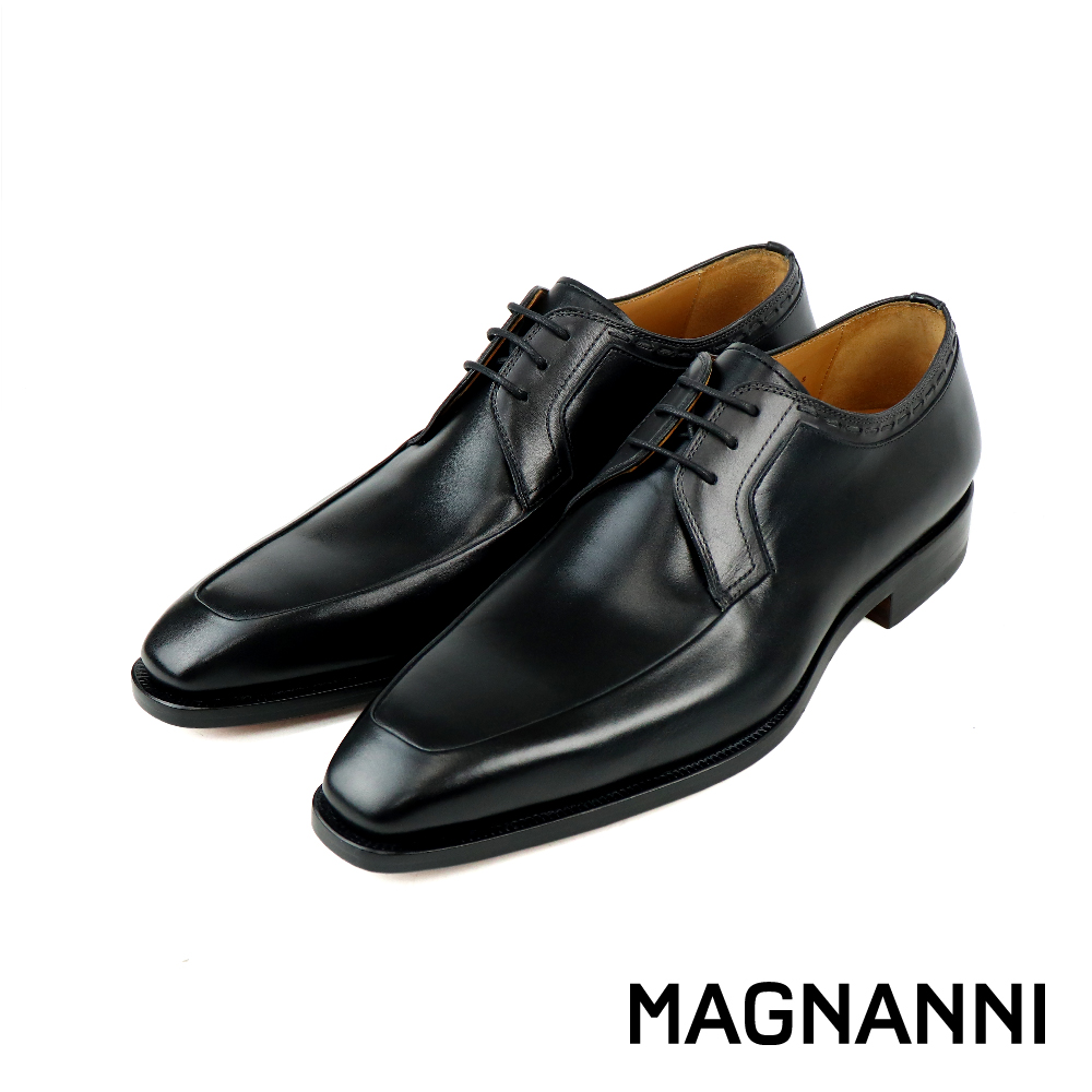 【MAGNANNI】經典素面綁帶德比鞋  黑色(25450-BL)
