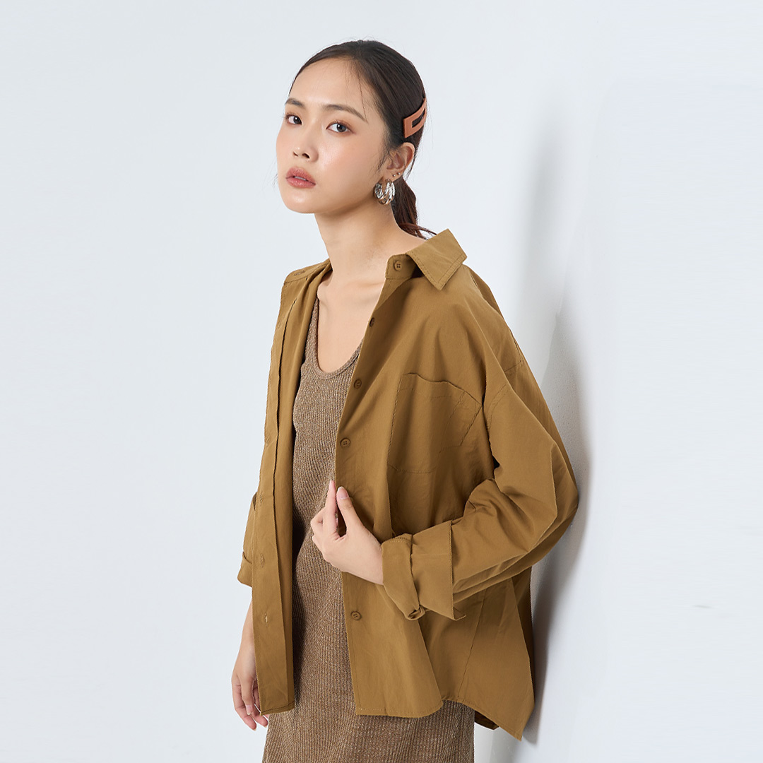 淑女風采優雅氣質襯衫(暗黃色)-女_0