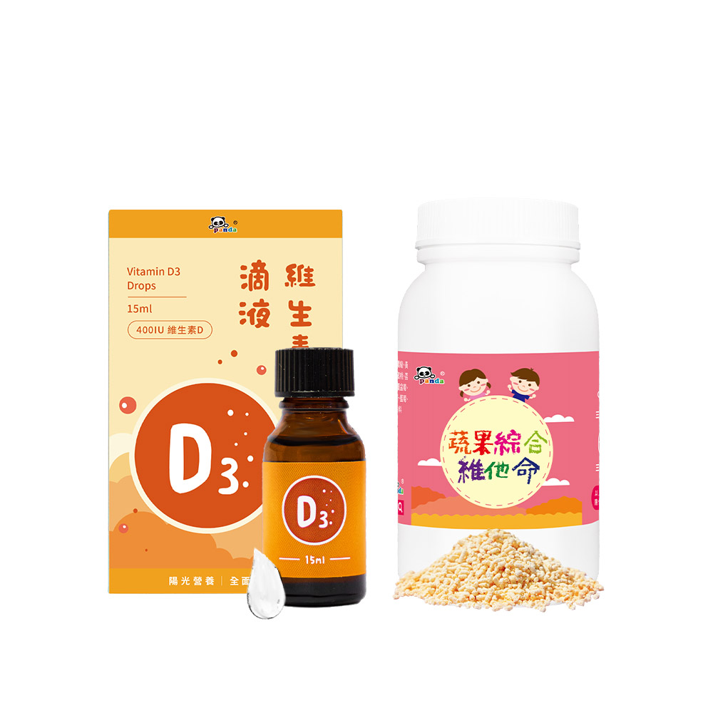 維生素D3 滴液 (15ml/瓶) + 蔬果綜合維他命150克  | 新生兒必備組 陽光營養素 天天均衡組 | 食物型態綜合維生素礦物質 幼童完整綜合營養 嚴選30種彩虹蔬果_1