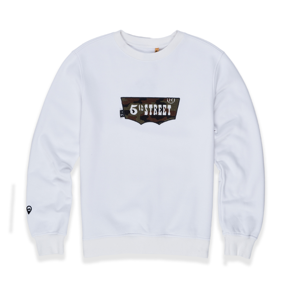 5th STREET｜男裝｜LOGO迷彩圖案長袖T恤｜白色