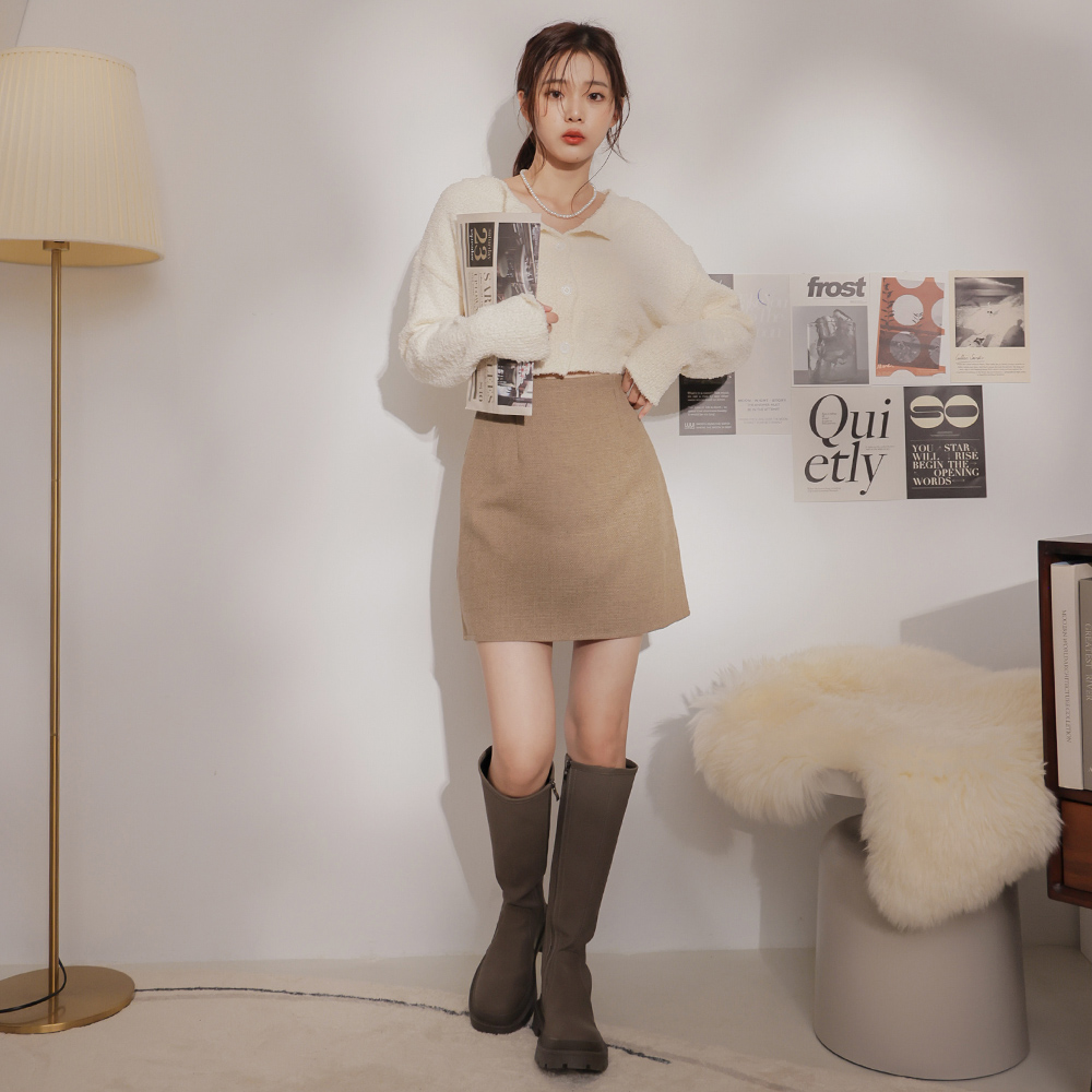簡約美拉德棉麻短裙-奶茶【KT21740】-3色_5