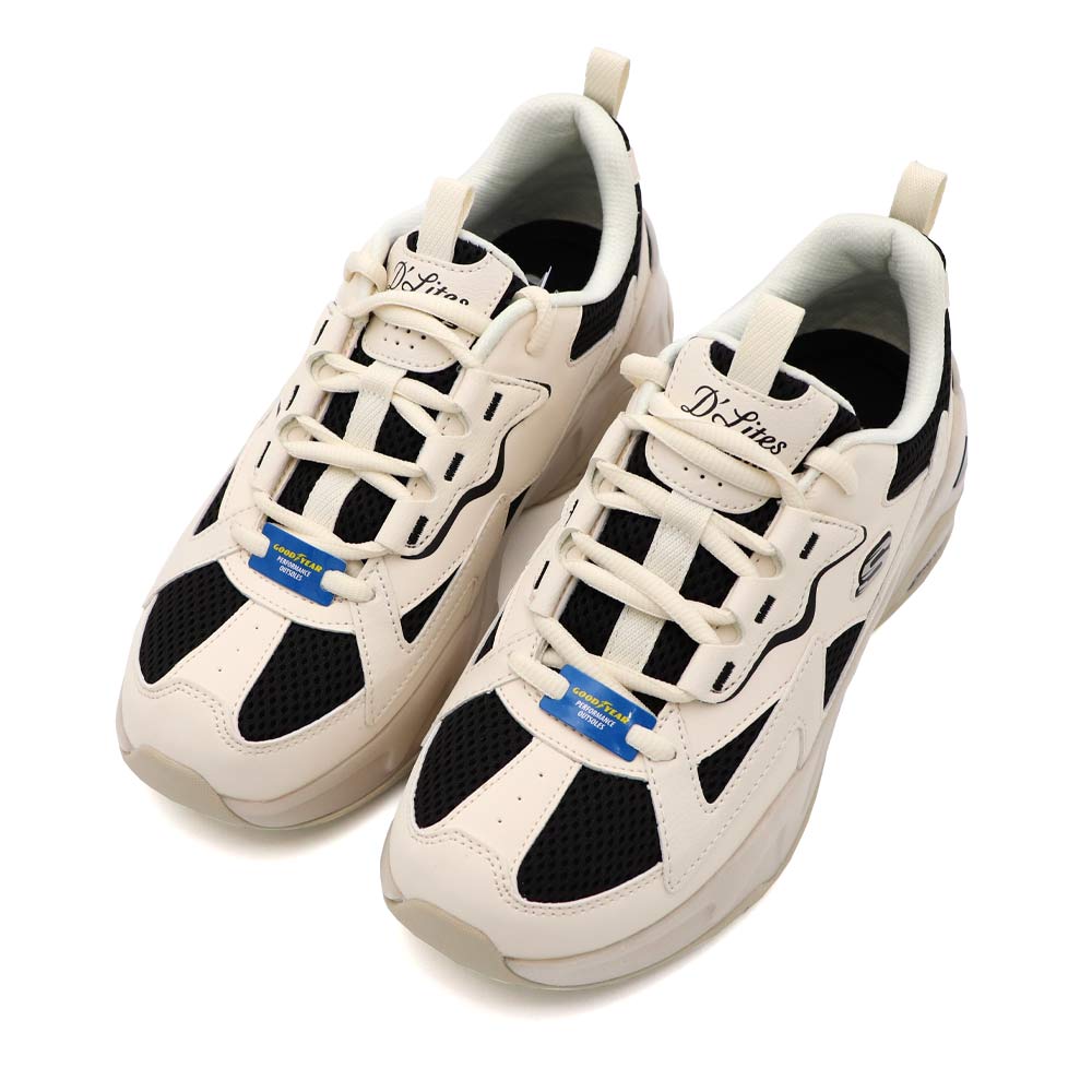 Skechers D Lites Hyper Burst 米白色 皮革 固特異 記憶鞋墊 老爹鞋 休閒鞋 女款 J2188【新竹皇家896178NTBK】_1