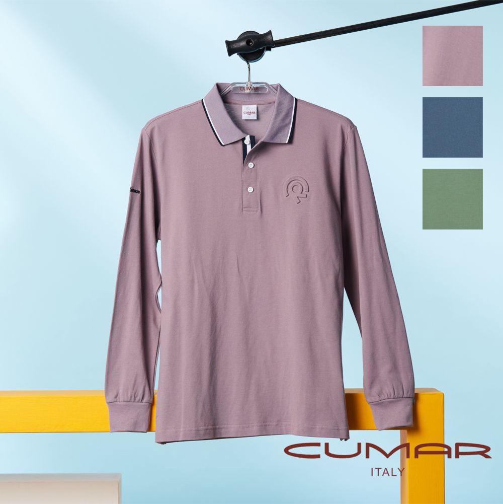 CUMAR 男裝長袖羅紋領素色純棉POLO衫 / 239229