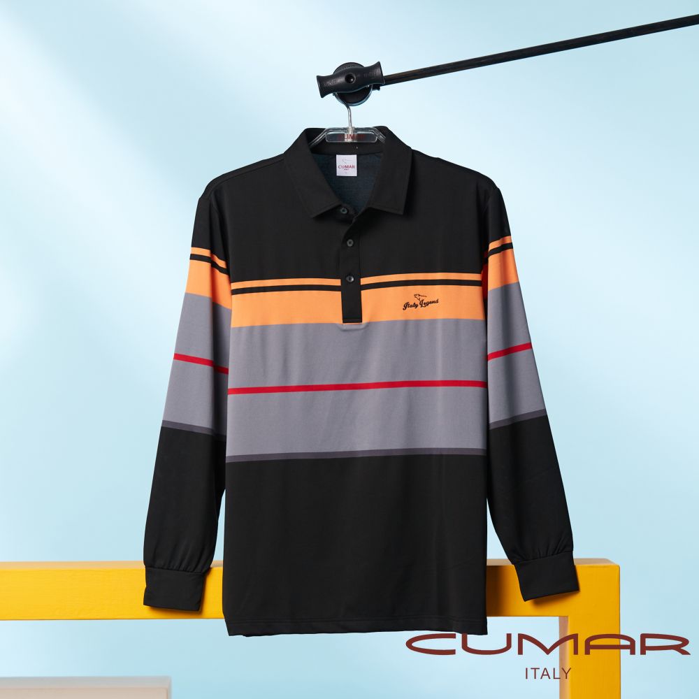 CUMAR 男裝長袖羅紋領定位條POLO衫(HiCool) / 239241