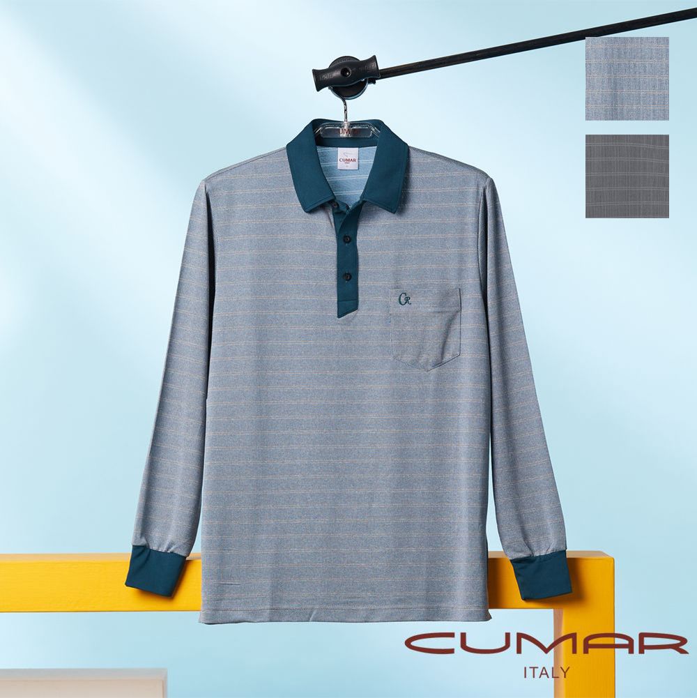 CUMAR 男裝長袖襯衫領緹花POLO衫(HiCool) / 239247