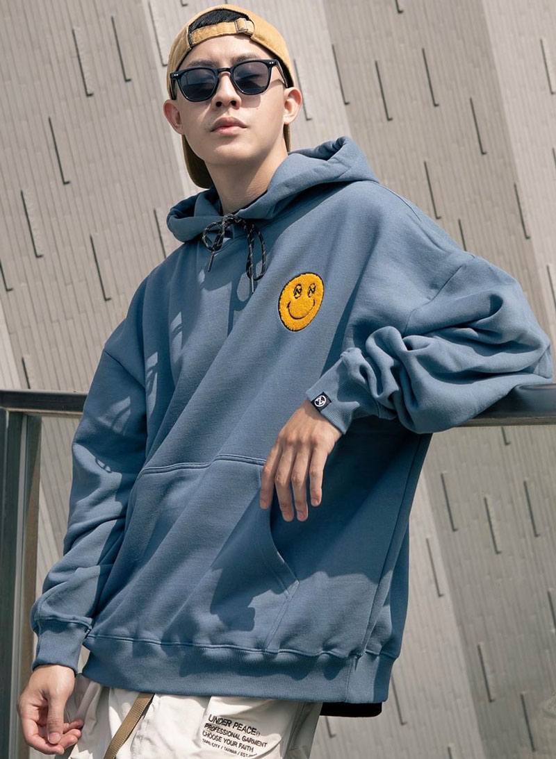 UNDER PEACE 23AW SMILE / OVERSIZE HOODED 帽T (丹寧藍色)_3