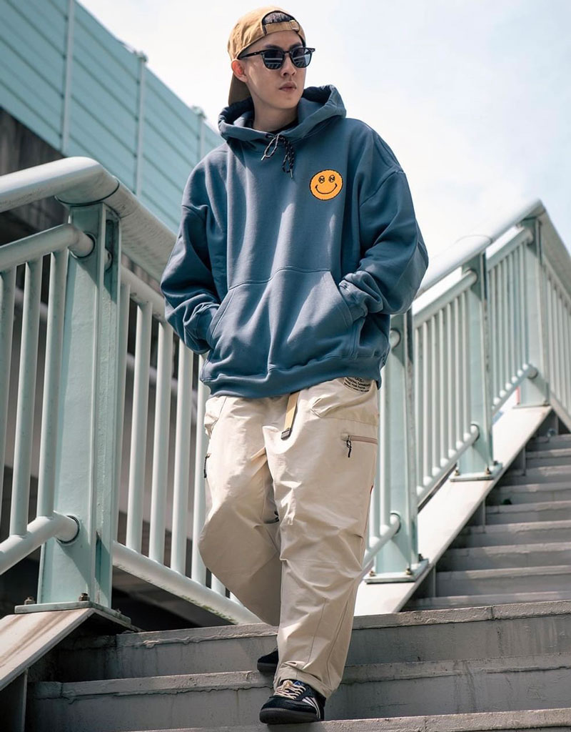 UNDER PEACE 23AW SMILE / OVERSIZE HOODED 帽T (丹寧藍色)_4