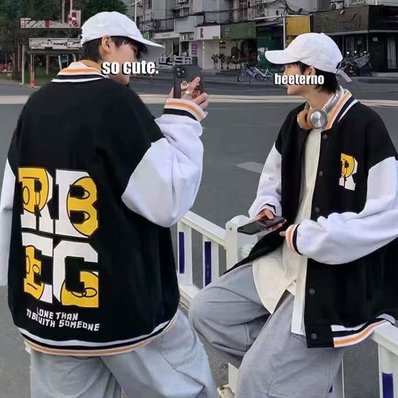 撞色字母RBEC薄款棒球外套_0