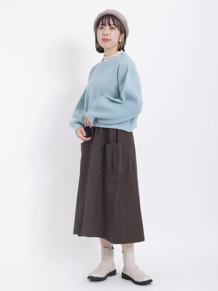 【SET ITEM】圓領蓬袖針織衫+尼龍收腰V領背心洋裝(FL37L0H0680) - Samansa Mos2
