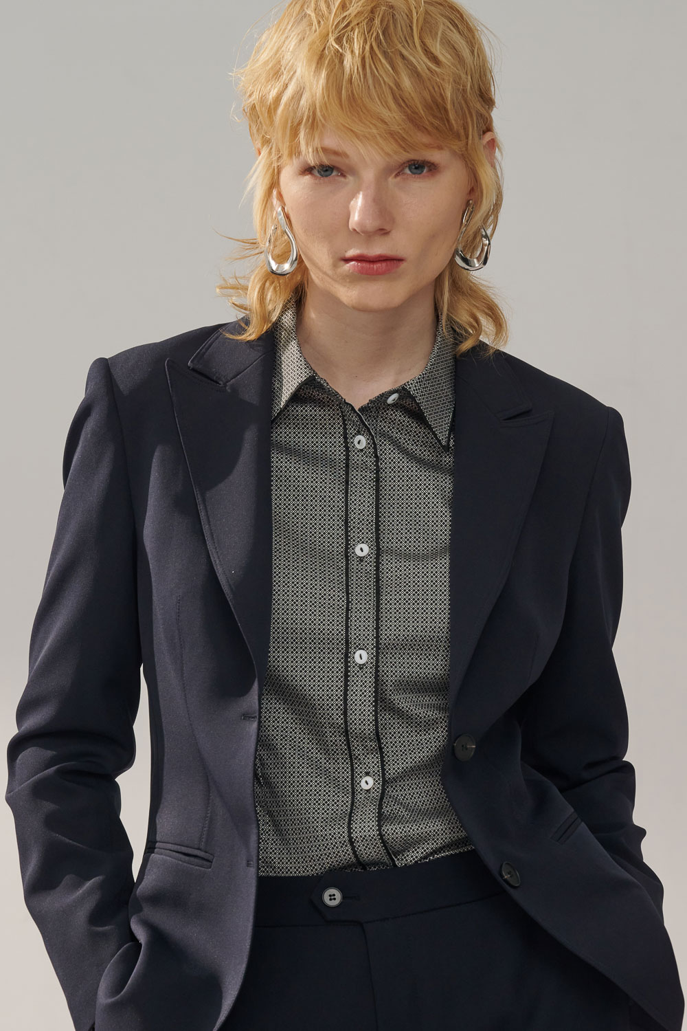 SST&C Navy Blue Sword Collar Suit Jacket | 7162311004  (Outlet)_1