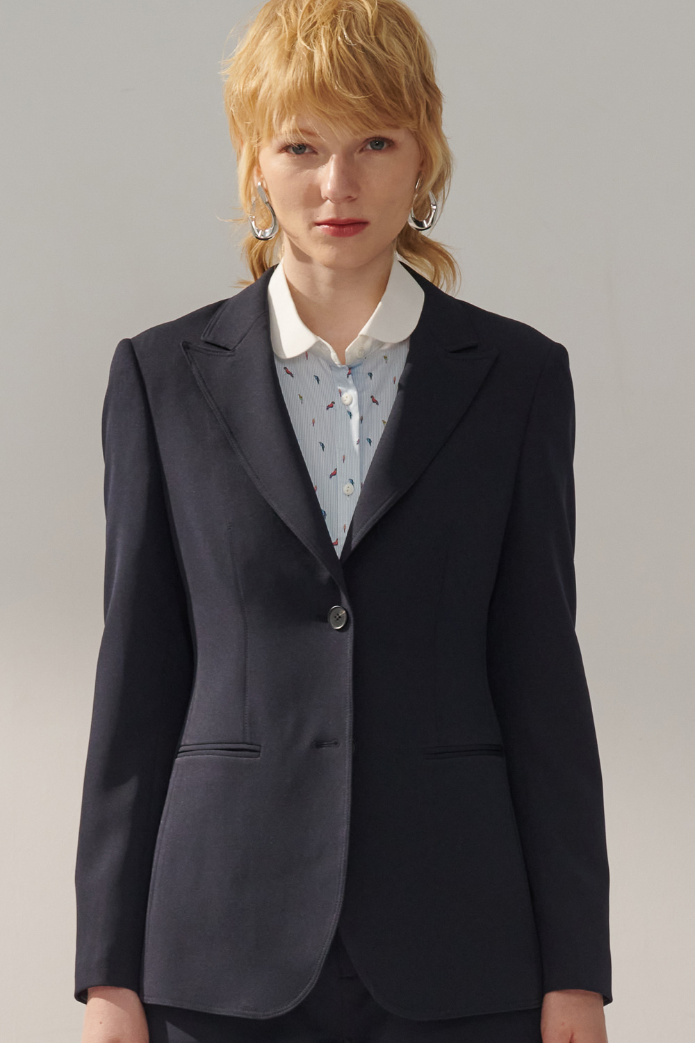 SST&C Navy Blue Sword Collar Suit Jacket | 7162311004  (Outlet)_5