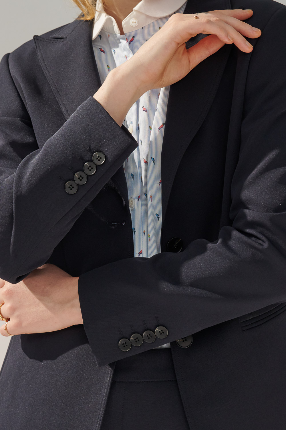 SST&C Navy Blue Sword Collar Suit Jacket | 7162311004  (Outlet)_6
