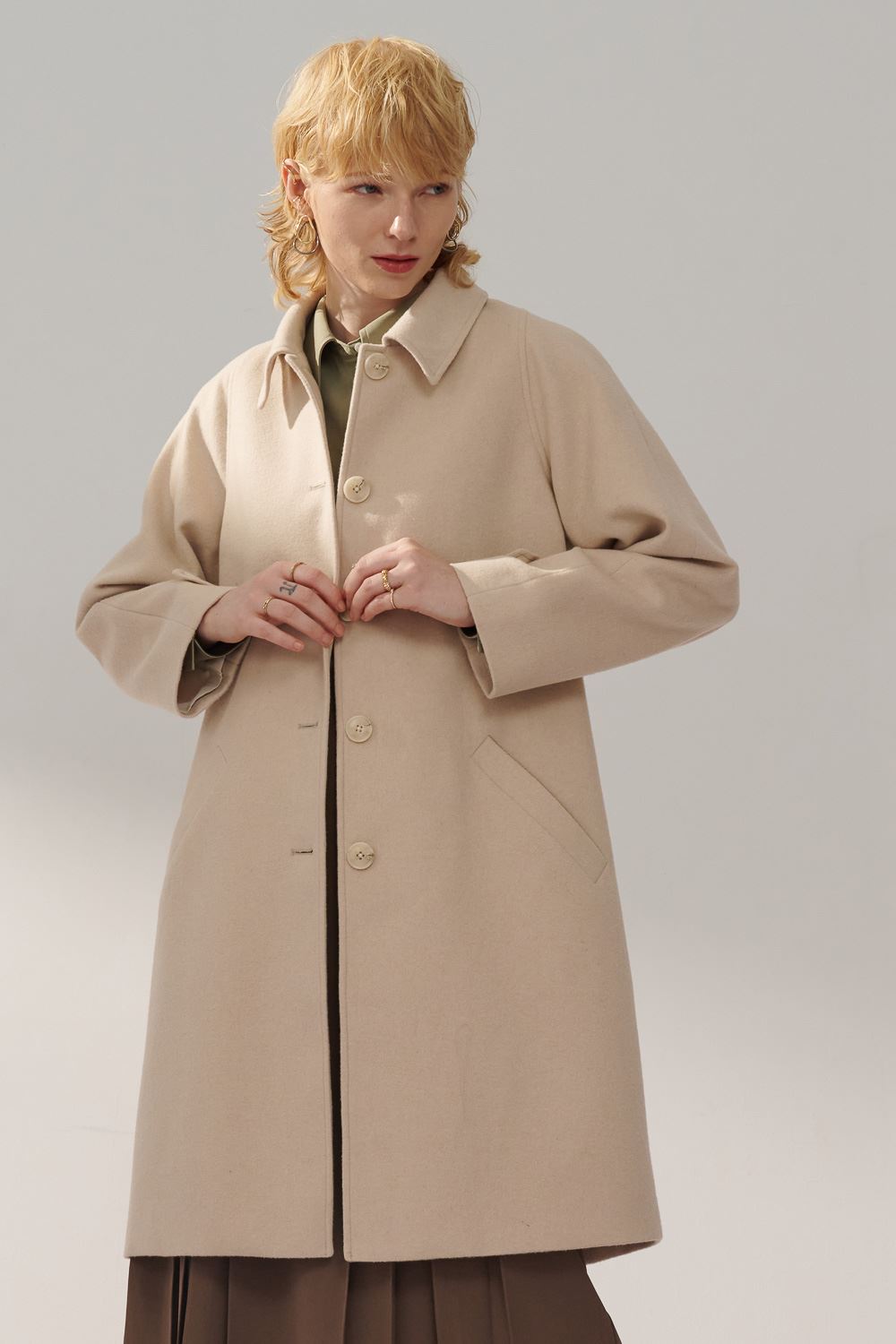 SST&C Light Khaki Lapel Coat | 8962311002  (Outlet)_2