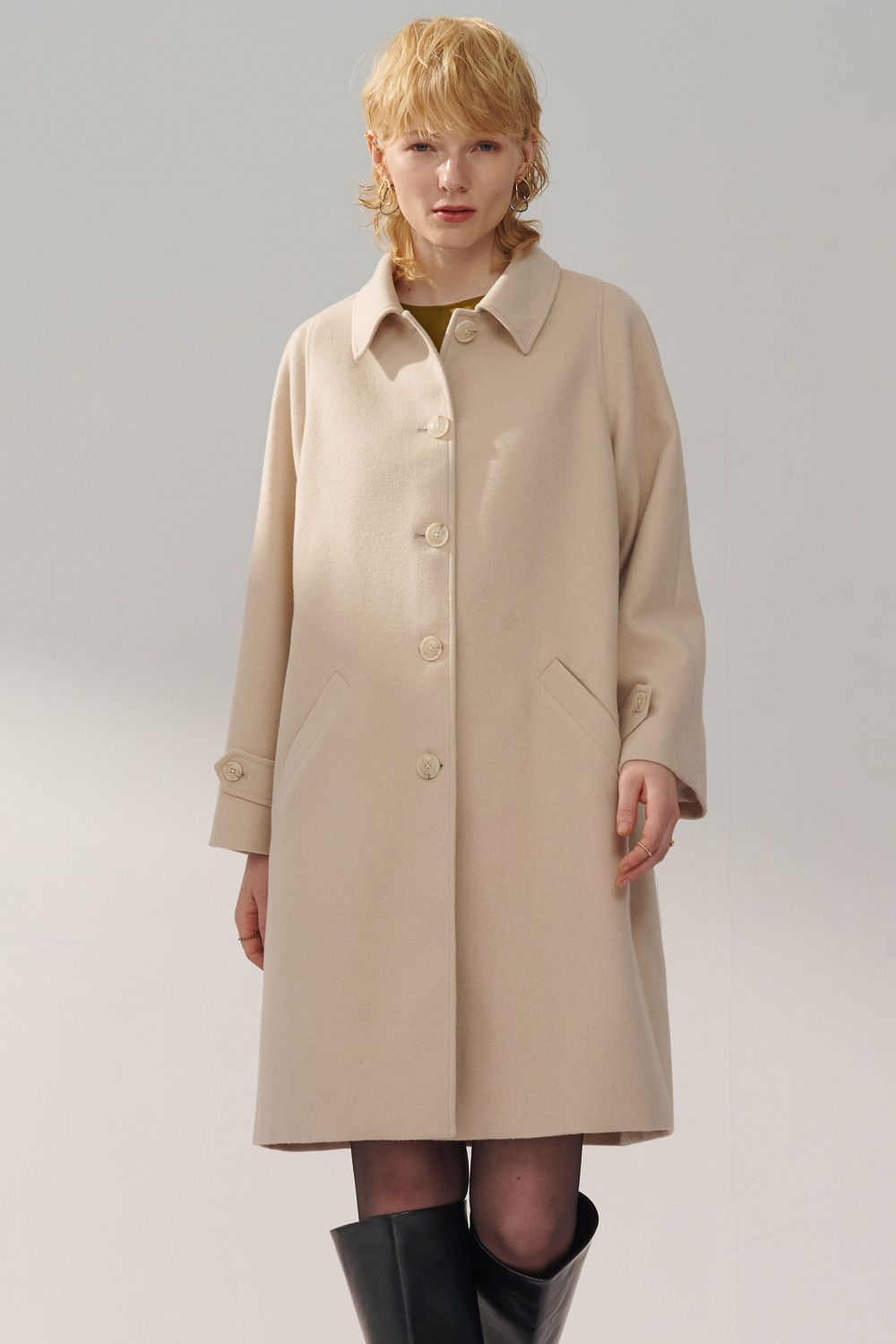 SST&C Light Khaki Lapel Coat | 8962311002  (Outlet)_5