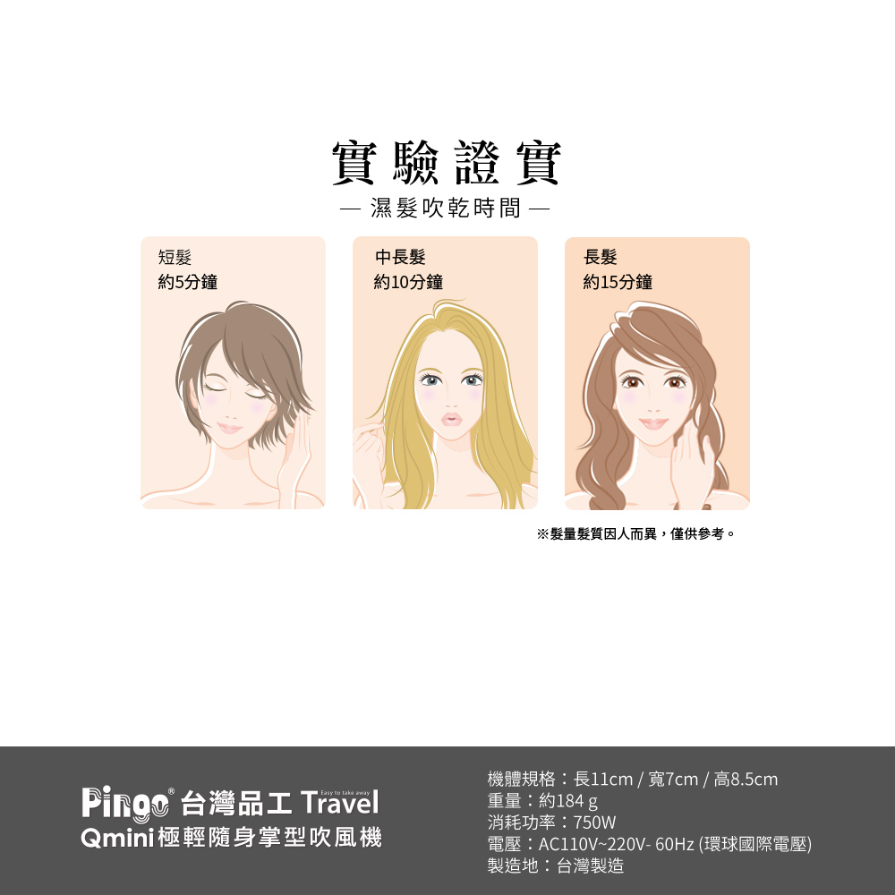 Pingo 台灣品工 TRAVEL｜Qmini 極輕隨身掌型吹風機 (多色任選)_6