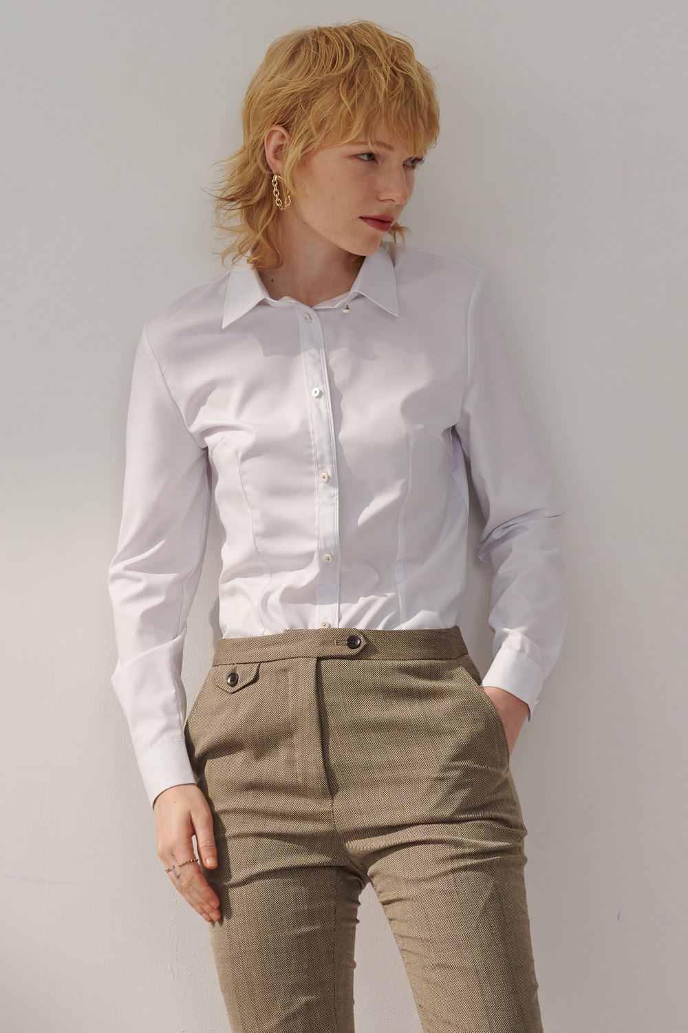 SST&C White Placket Trim Slim Fit Shirt | 7562311004  (Outlet)_1