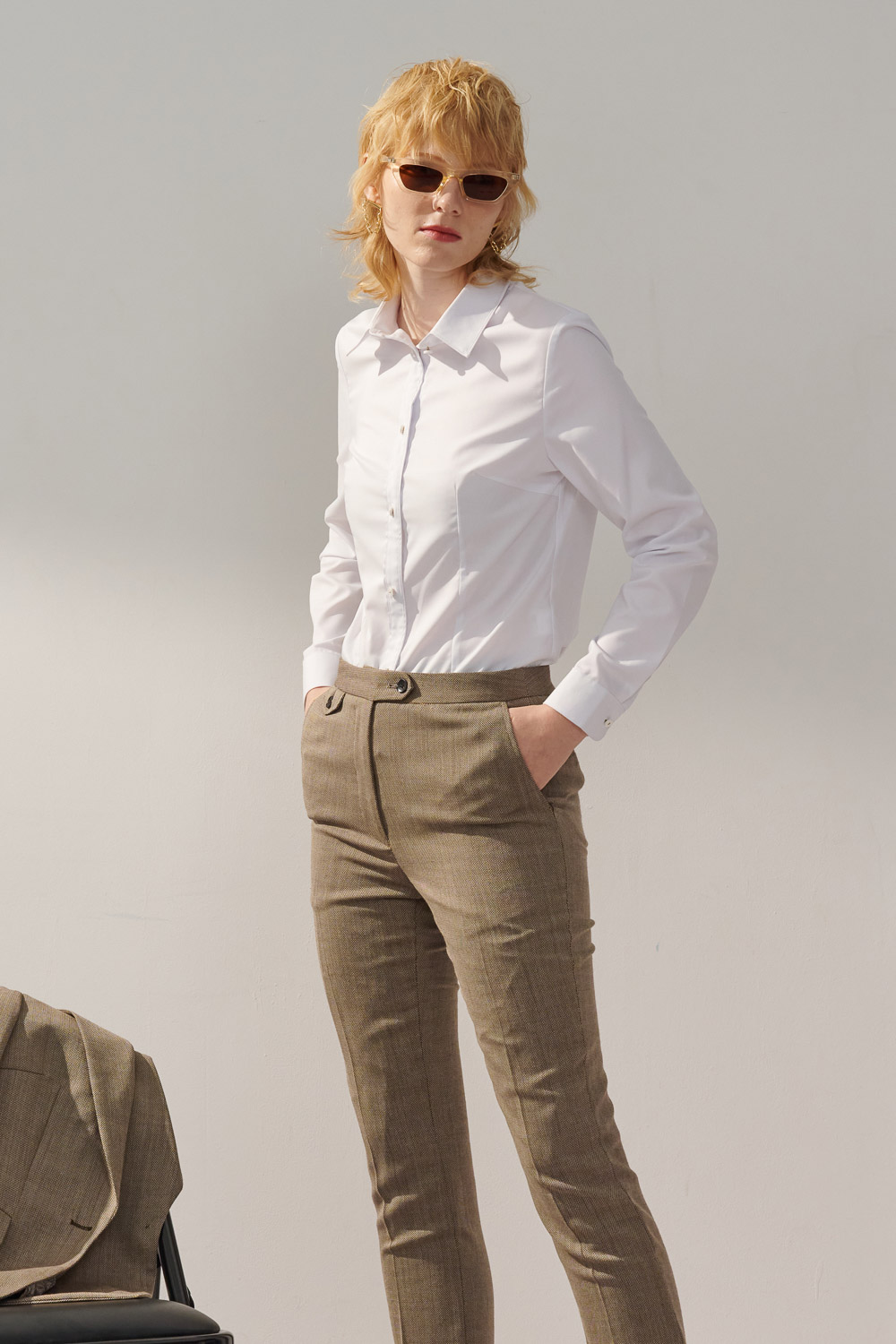 SST&C White Placket Trim Slim Fit Shirt | 7562311004  (Outlet)_2