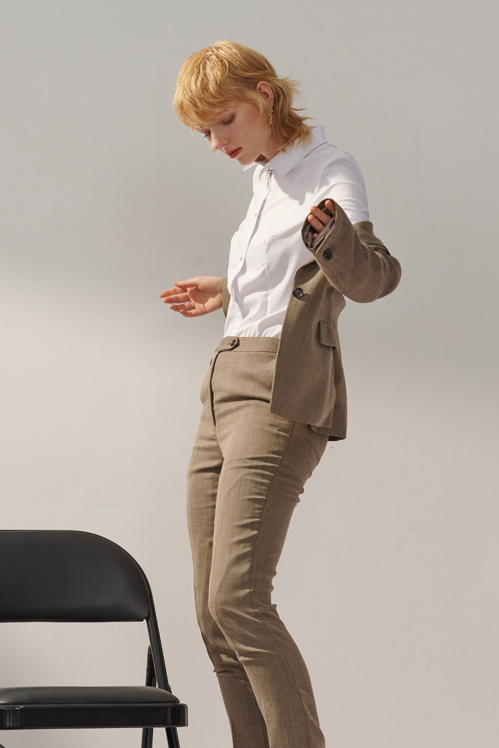 SST&C White Placket Trim Slim Fit Shirt | 7562311004  (Outlet)_4