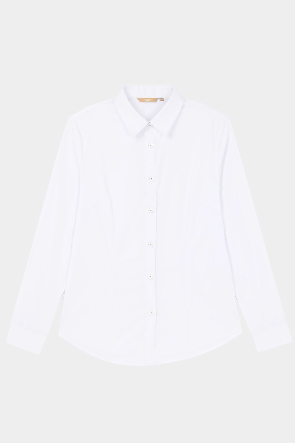 SST&C White Placket Trim Slim Fit Shirt | 7562311004  (Outlet)_7
