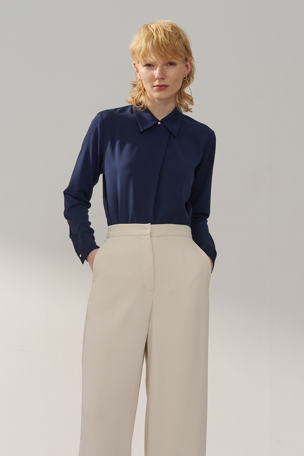 SST&C Dark Blue Pleated Top | 7662311006  (Outlet)_1