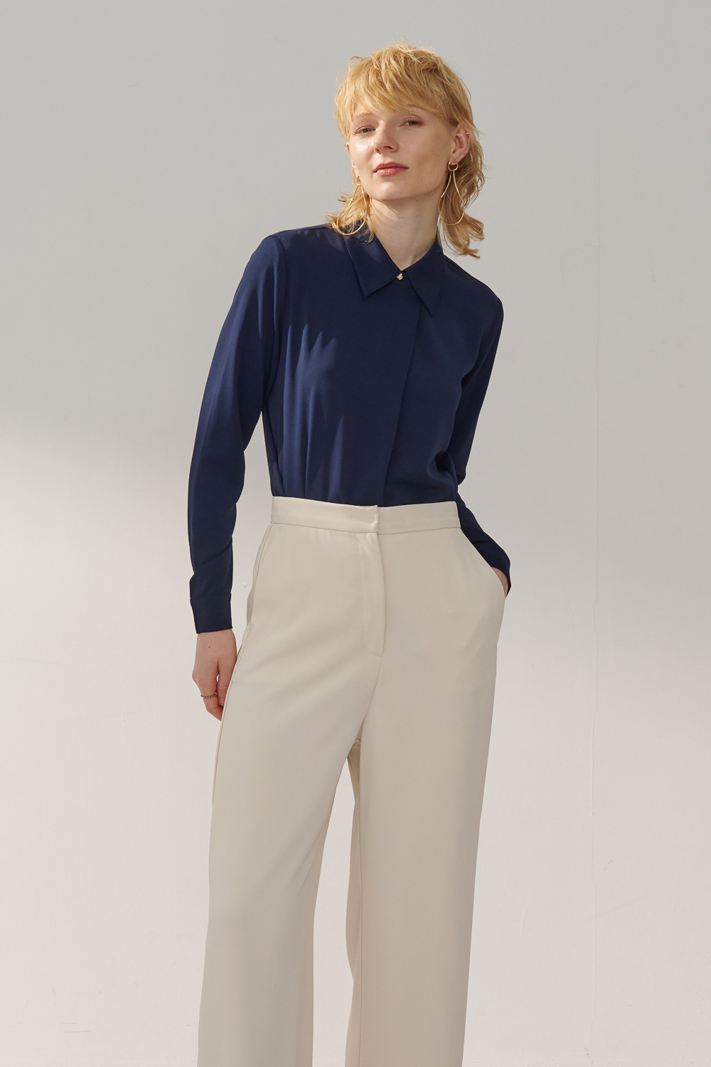 SST&C Dark Blue Pleated Top | 7662311006  (Outlet)_2