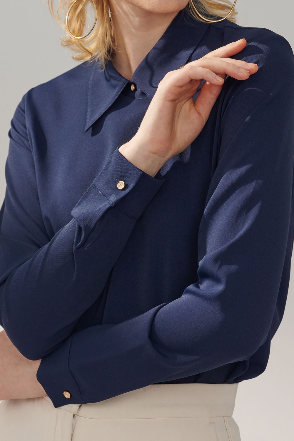SST&C Dark Blue Pleated Top | 7662311006  (Outlet)_4
