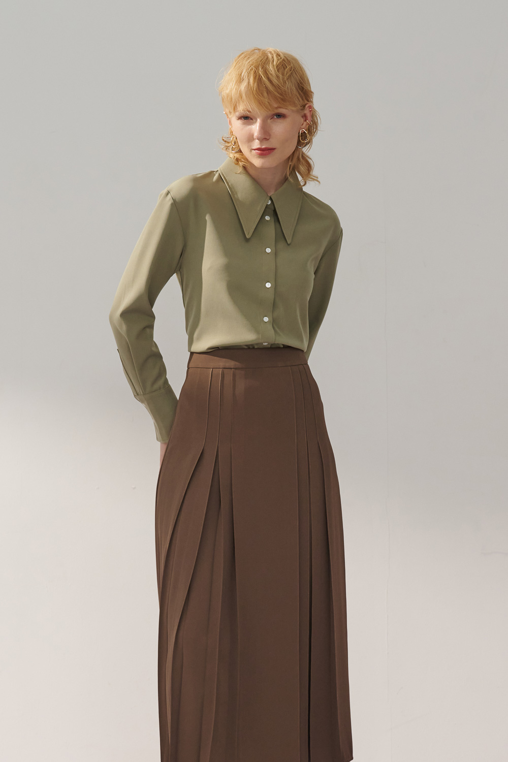 SST&C Avocado Green Thick Collared Top | 7662311007  (Outlet)_3
