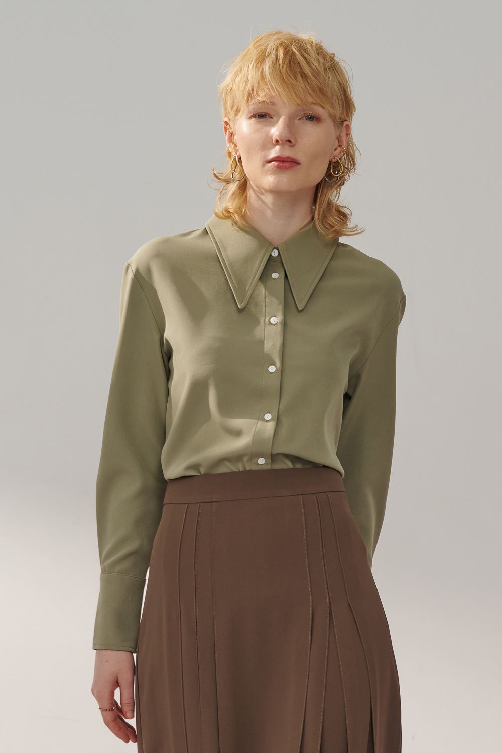 SST&C Avocado Green Thick Collared Top | 7662311007  (Outlet)_4