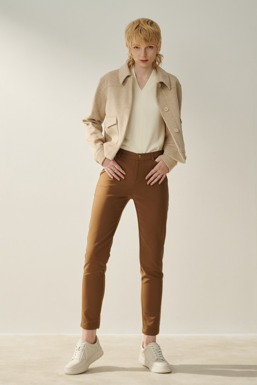 SST&C Copper Low-Rise Skinny Elastic Slim-Fit Trousers | 8262311001  (Outlet)_0