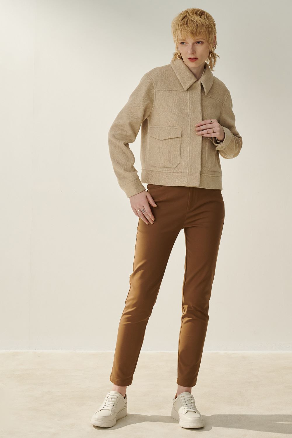 SST&C Copper Low-Rise Skinny Elastic Slim-Fit Trousers | 8262311001  (Outlet)_3