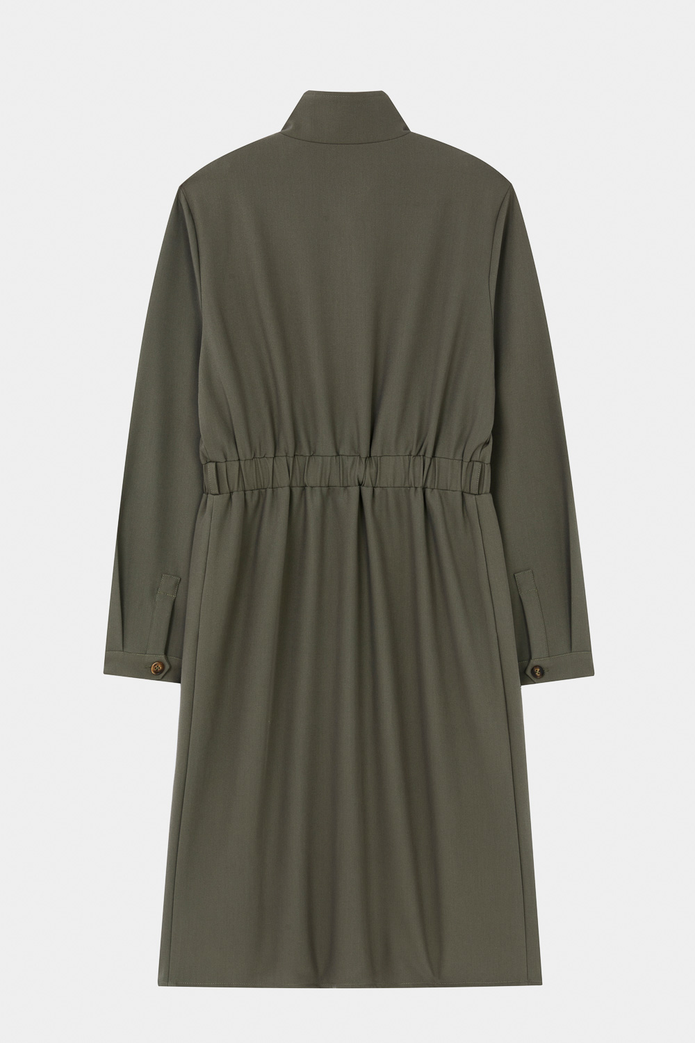 SST&C Olive Green Stand Collar Half Placket Pocket Dress | 8562311002  (Outlet)_8