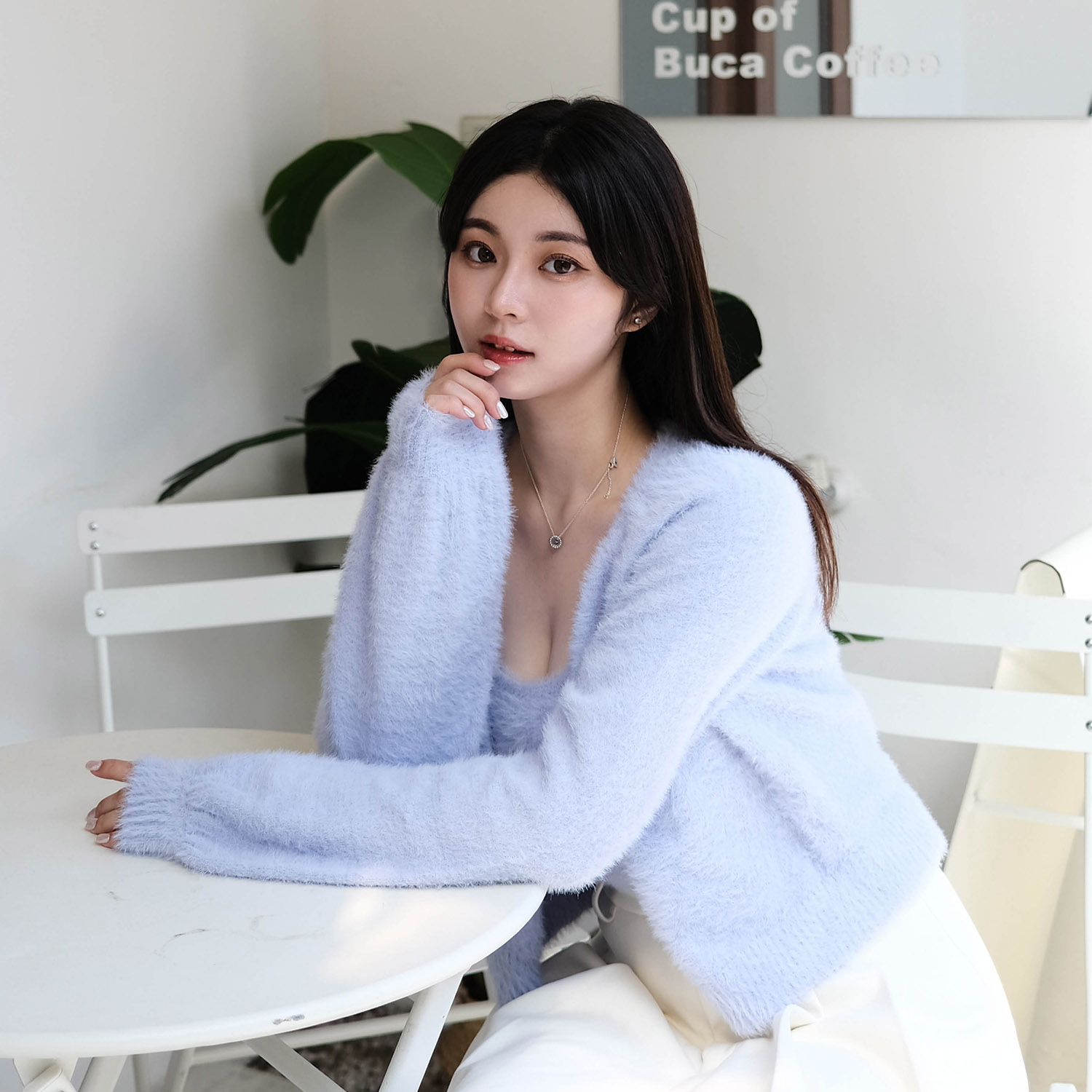 [Banana Pie] BRA TOP-水貂絨針織外套-藤紫
