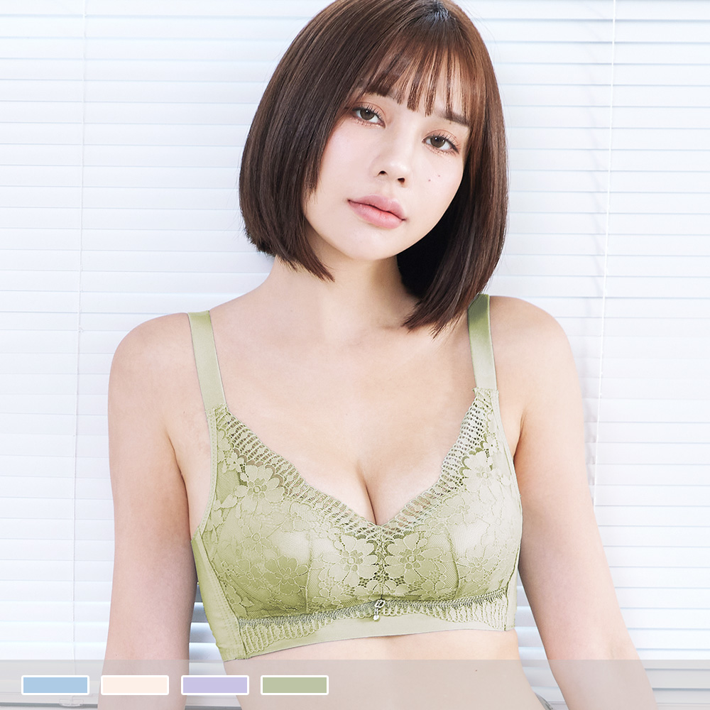 無鋼圈【B～C罩杯】純情花香 舒適薄襯無痕側背片 內衣 9176_0