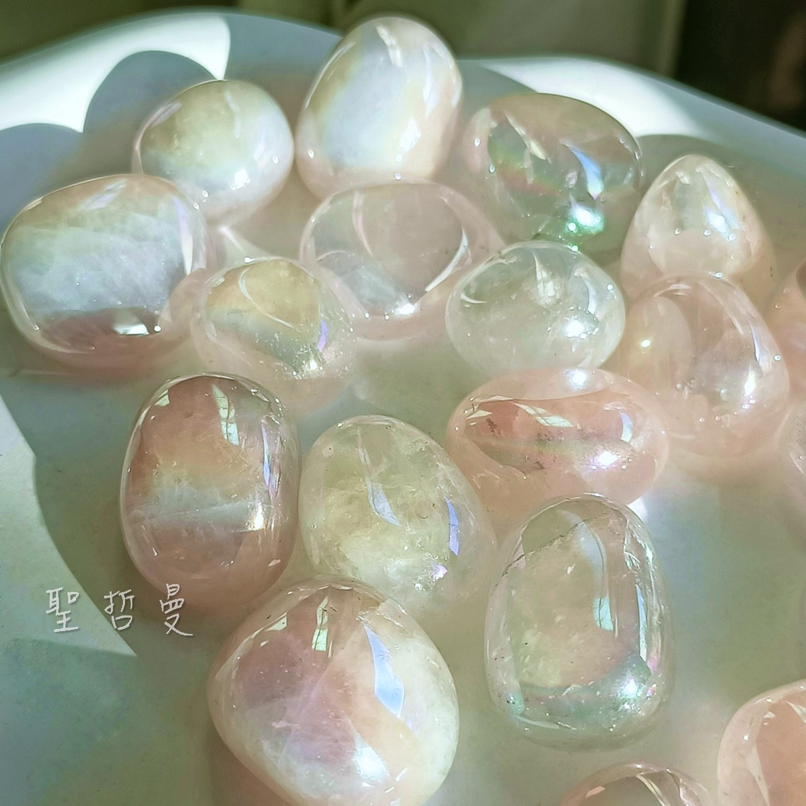 天使水光粉晶滾石 Angel Aura Rose Quartz ~夢幻的煉金術水晶 水光水晶_1