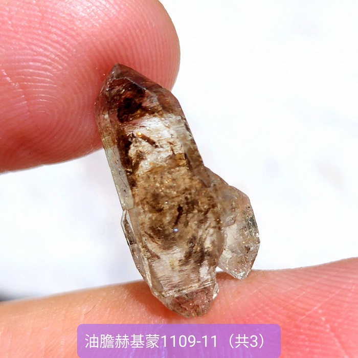 油膽赫基蒙1109-11（共3）~巴基斯坦 ~晶型特徵：權杖、雙尖、骸骨、扁平~象徵豐盛的油膽，能量強、促進顯化_4