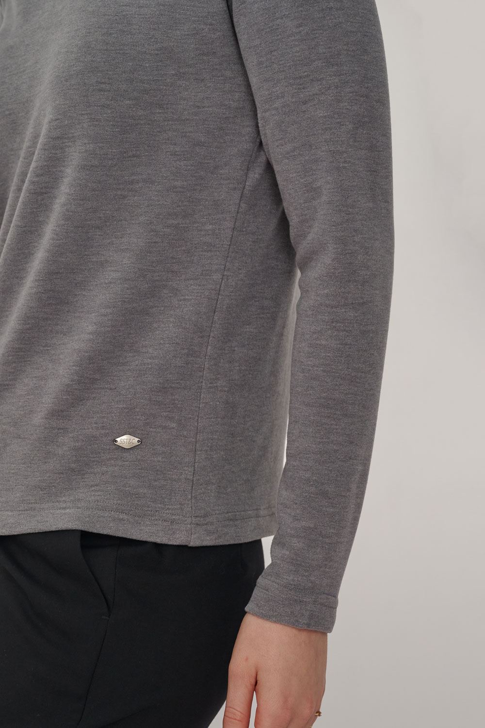 SST&C Dark Gray Round Neck Long Sleeve T-Shirt | 8762311002  (Outlet)_6