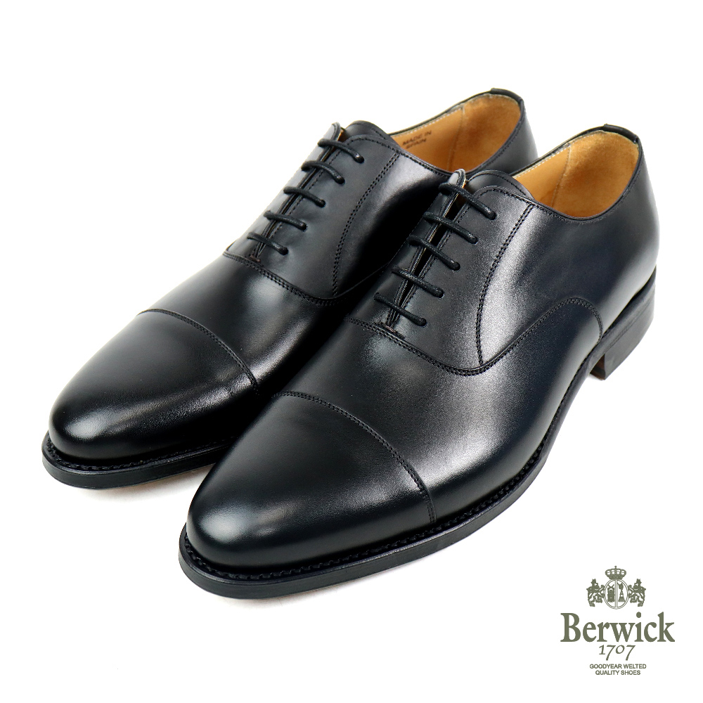 【Berwick】 西班牙經典手工素面橫式牛津鞋  黑色(B5217-BL)