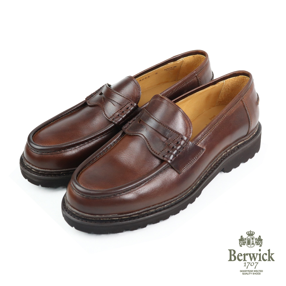 【Berwick】經典厚底素面手工便士樂福鞋  深棕色(B5293-DBR)