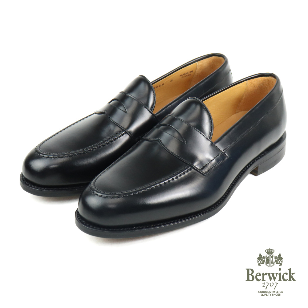 【Berwick】經典手工素面商務便士樂福鞋  黑色(B9628-BL)