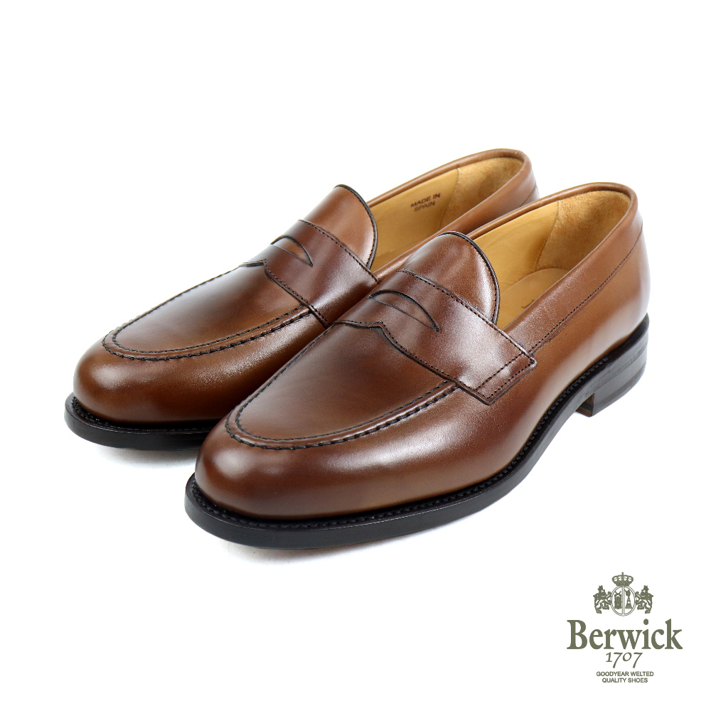 【Berwick】經典手工素面商務便士樂福鞋  棕色(B9628-BR)
