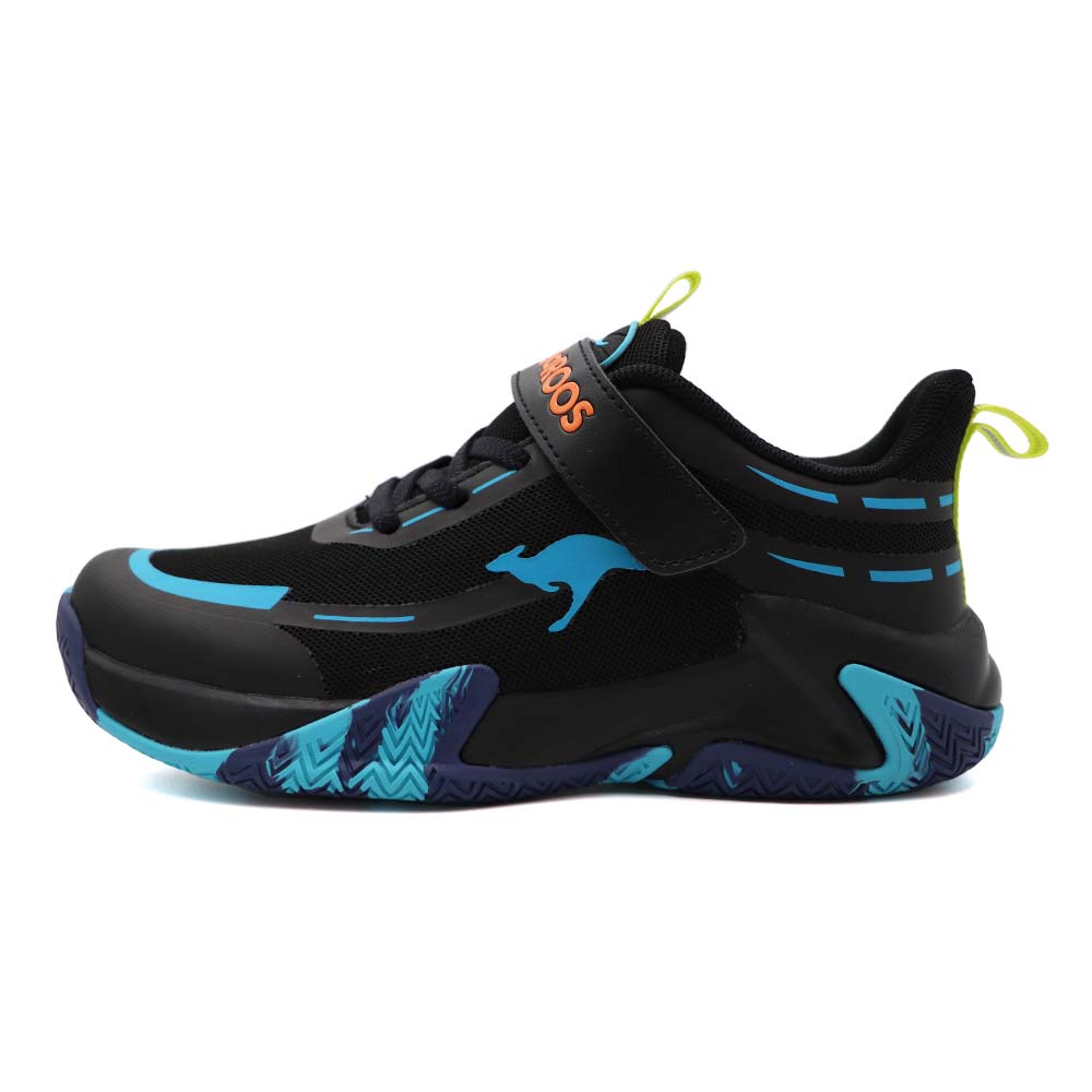 KangaROOS 美國袋鼠 透氣機能鞋墊 魔鬼氈 運動鞋 中大童 黑藍 R9931 (KK41290)_0