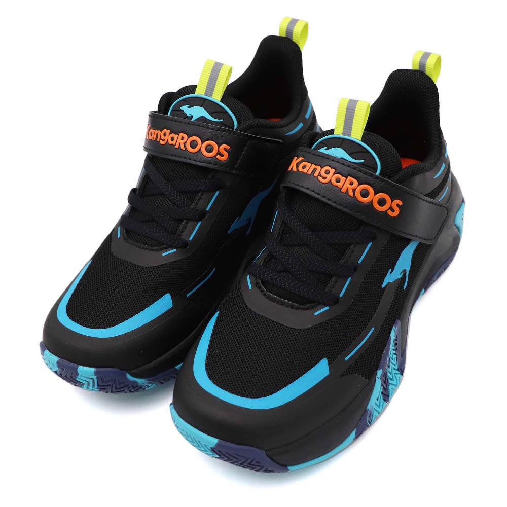KangaROOS 美國袋鼠 透氣機能鞋墊 魔鬼氈 運動鞋 中大童 黑藍 R9931 (KK41290)_1