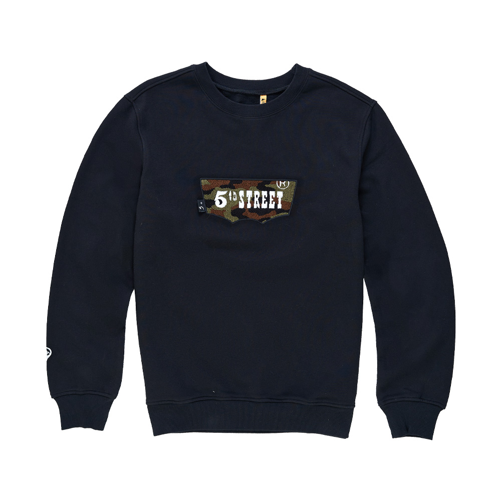 5th STREET｜男裝｜LOGO迷彩圖案長袖T恤｜黑色