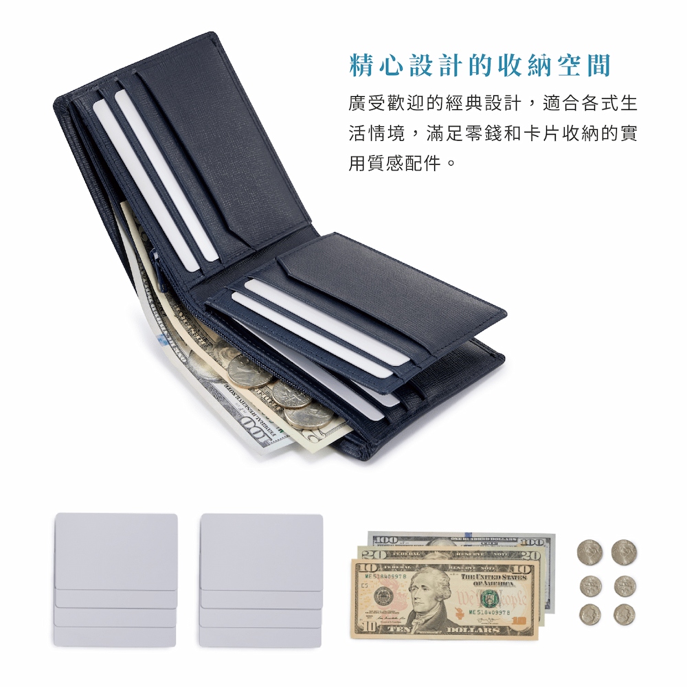 零錢包皮夾/錢包/短夾  9卡夾 Oxford系列 0103-11102-黑藍兩色-Crocodile鱷魚皮件_5