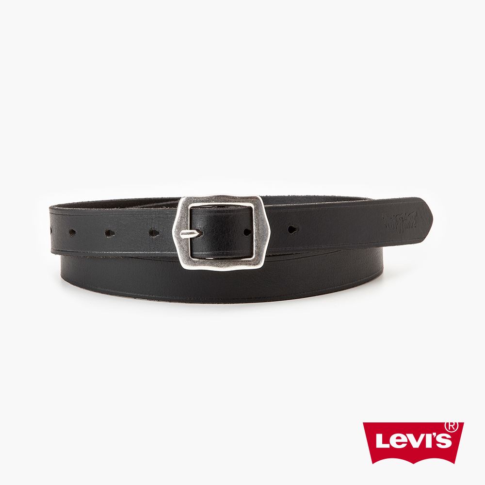 Levis 女款 真皮皮帶 / 簡約幾何金屬釦頭 黑 熱賣單品