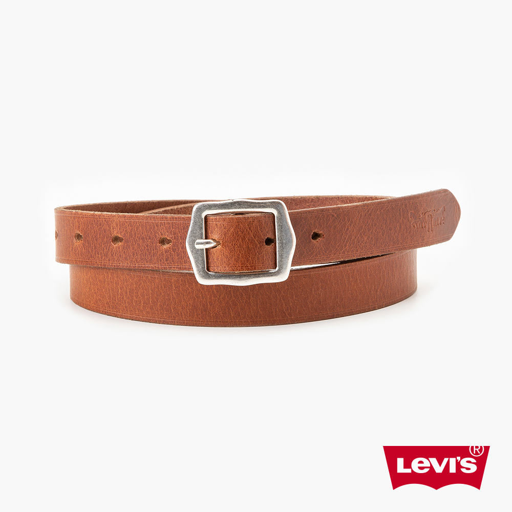 Levis 女款 真皮皮帶 / 簡約幾何金屬釦頭 棕 熱賣單品