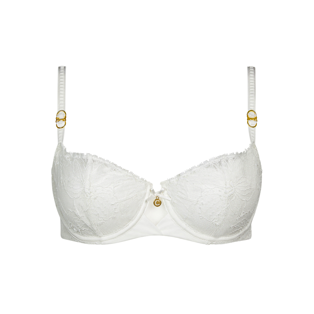 【Chantelle】1/2網紗無襯內衣>BCD罩杯>牛奶白(21U50_0LW)【Orchids】_4