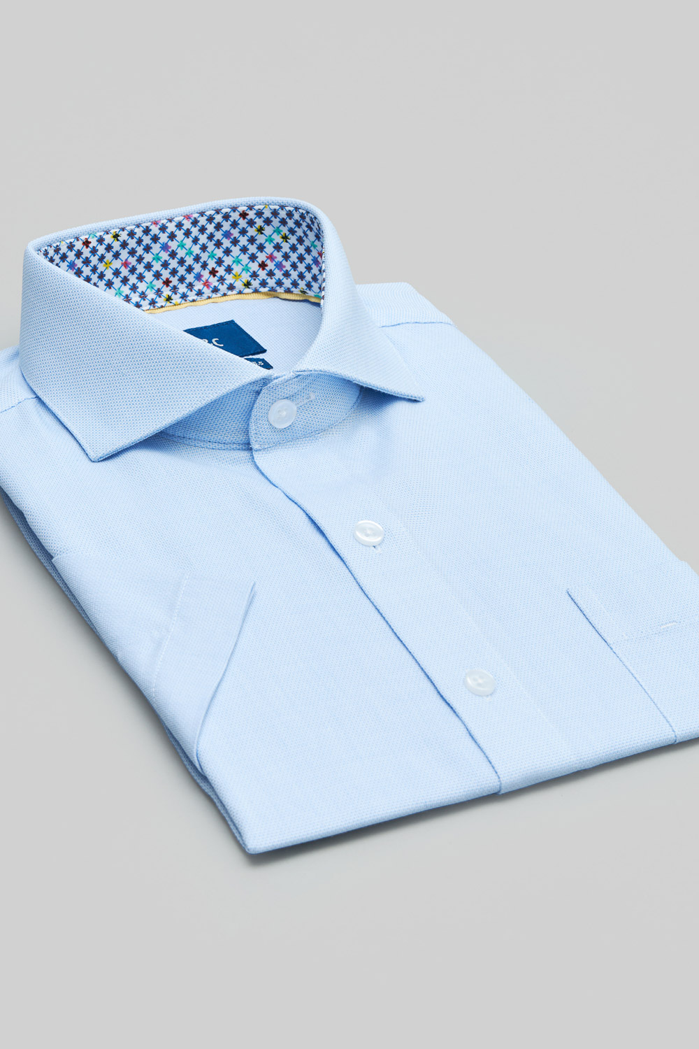 SST&C Blue Textured Slim-Fit Short-Sleeve Shirt | 0412402003  (Outlet)_6