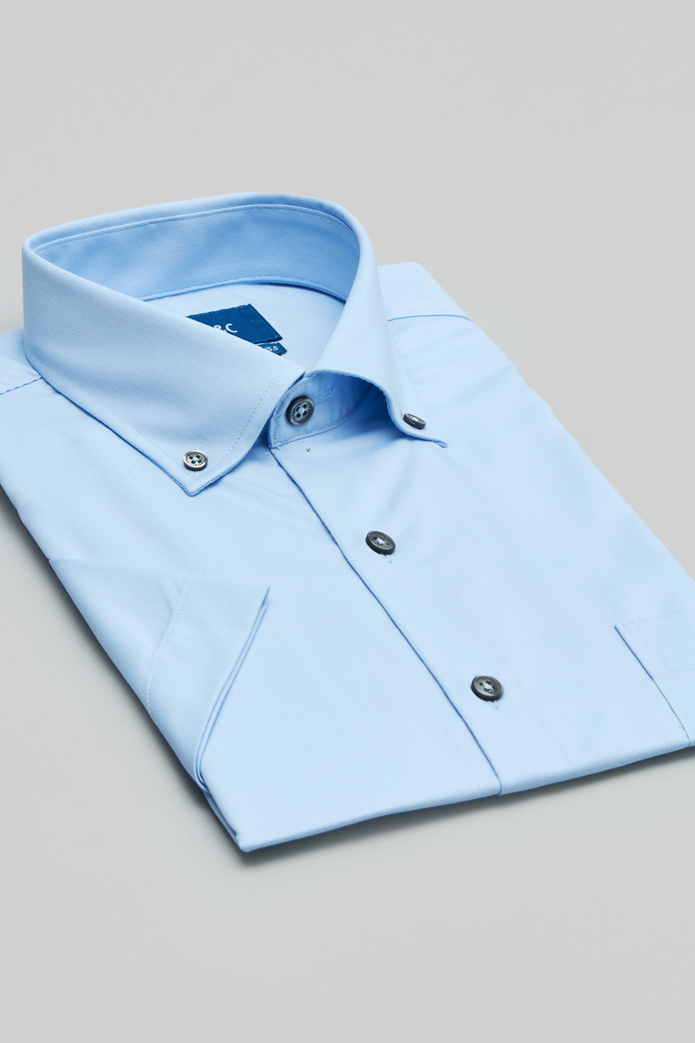 SST&C Blue Plain Stretch Standard Fit Short Sleeve Shirt | 0412402008  (Outlet)_6