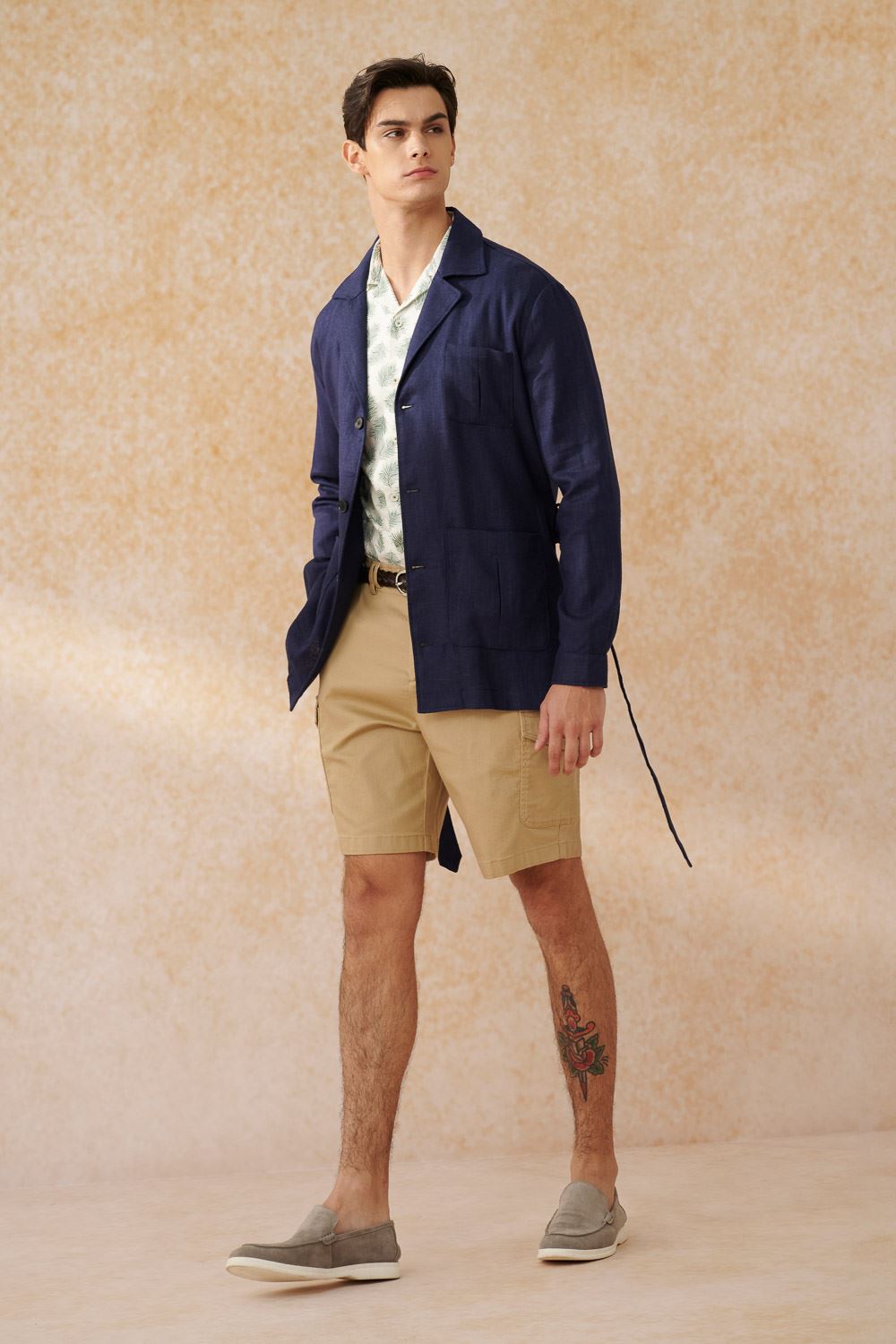 SST&C Green Leaf Print Cuban Collar Loose Fit Short-Sleeved Shirt | 0412402013  (Outlet)_4